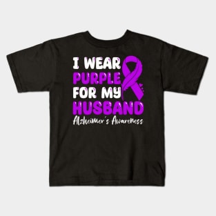 Purple For My Hhusband Alzheimer'S Kids T-Shirt